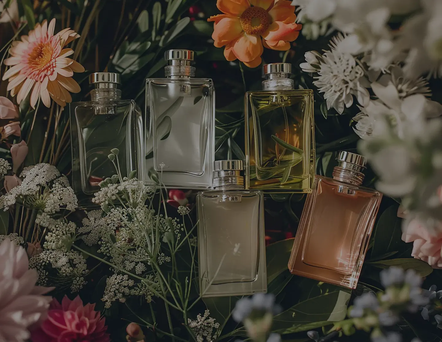 Perfumes and flowers display