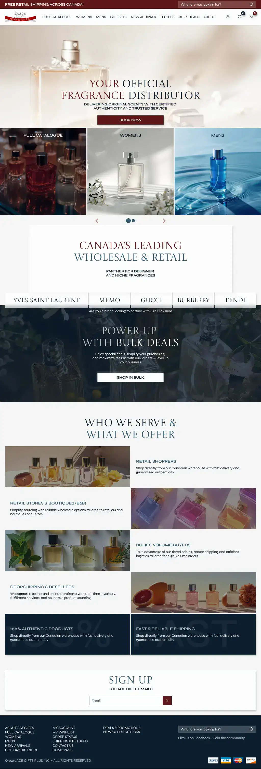 Ace Gifts website full page preview