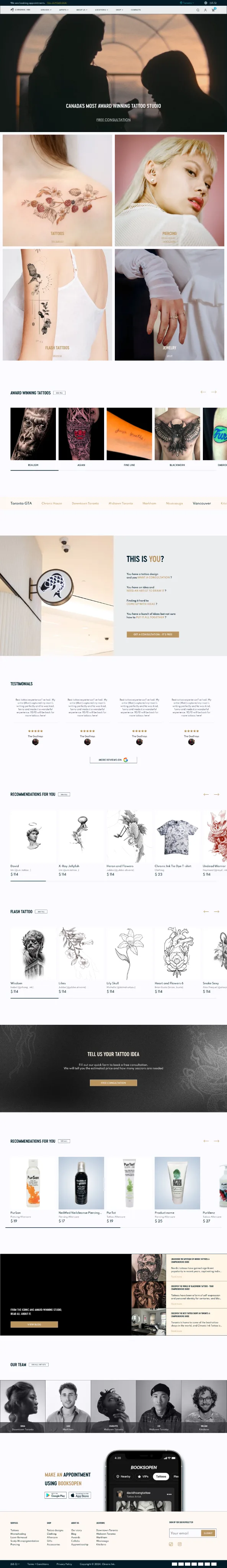 Chronic Ink website full-page scrolling preview.