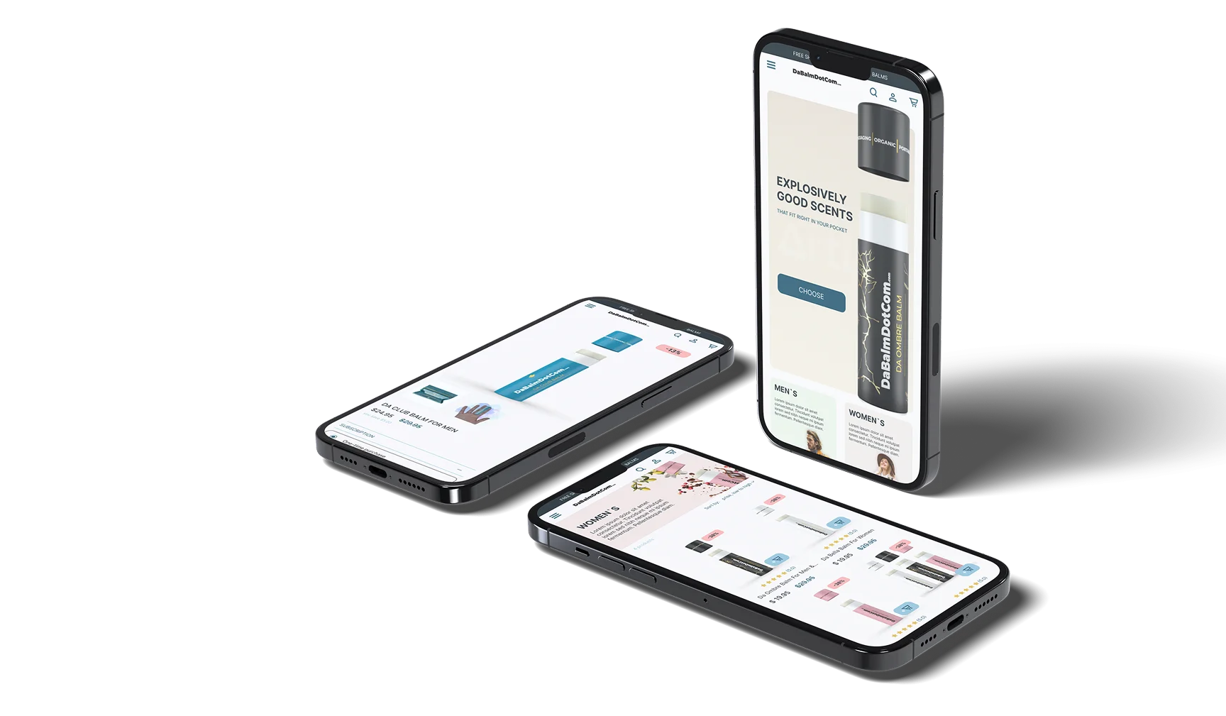 DaBalm mobile website preview.