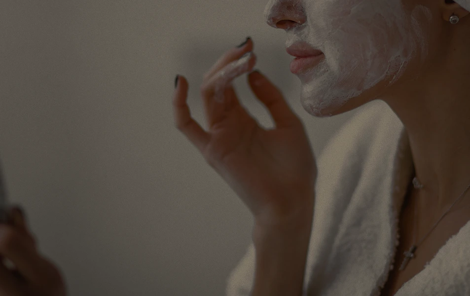 Skincare cream applied on shoulder