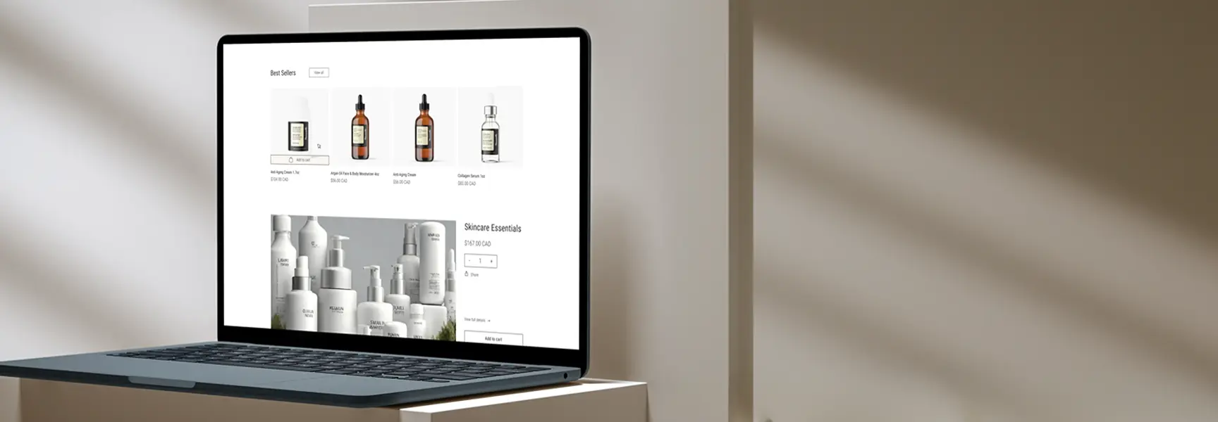 Moravelli storefront displayed on laptop mockup