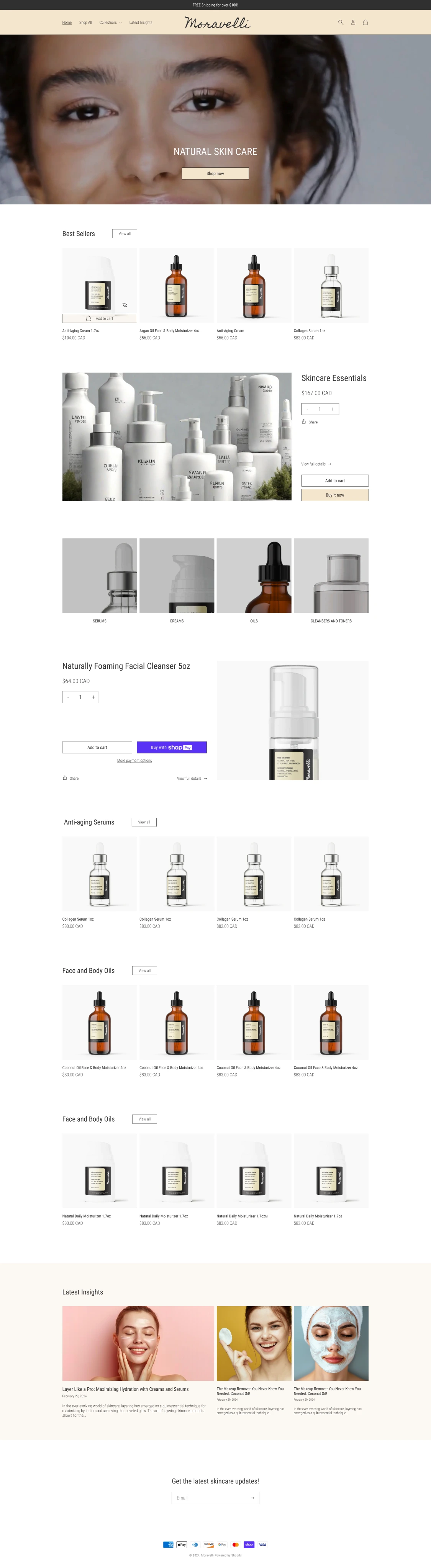 Full-page Moravelli storefront preview