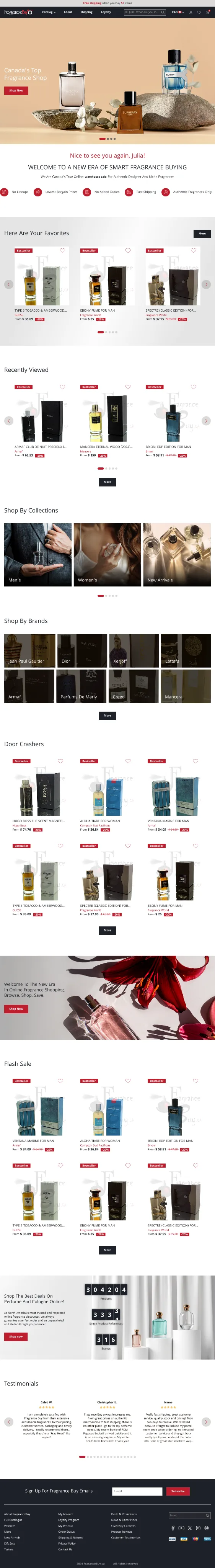 Fragrance Buy storefront homepage, full page from header to footer.